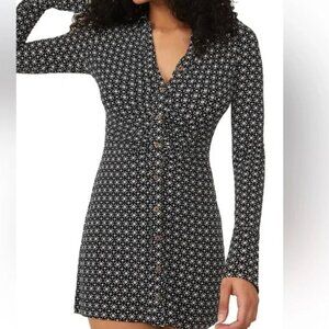Free People Shayla Long Sleeve Mini dress In Vintage Combo